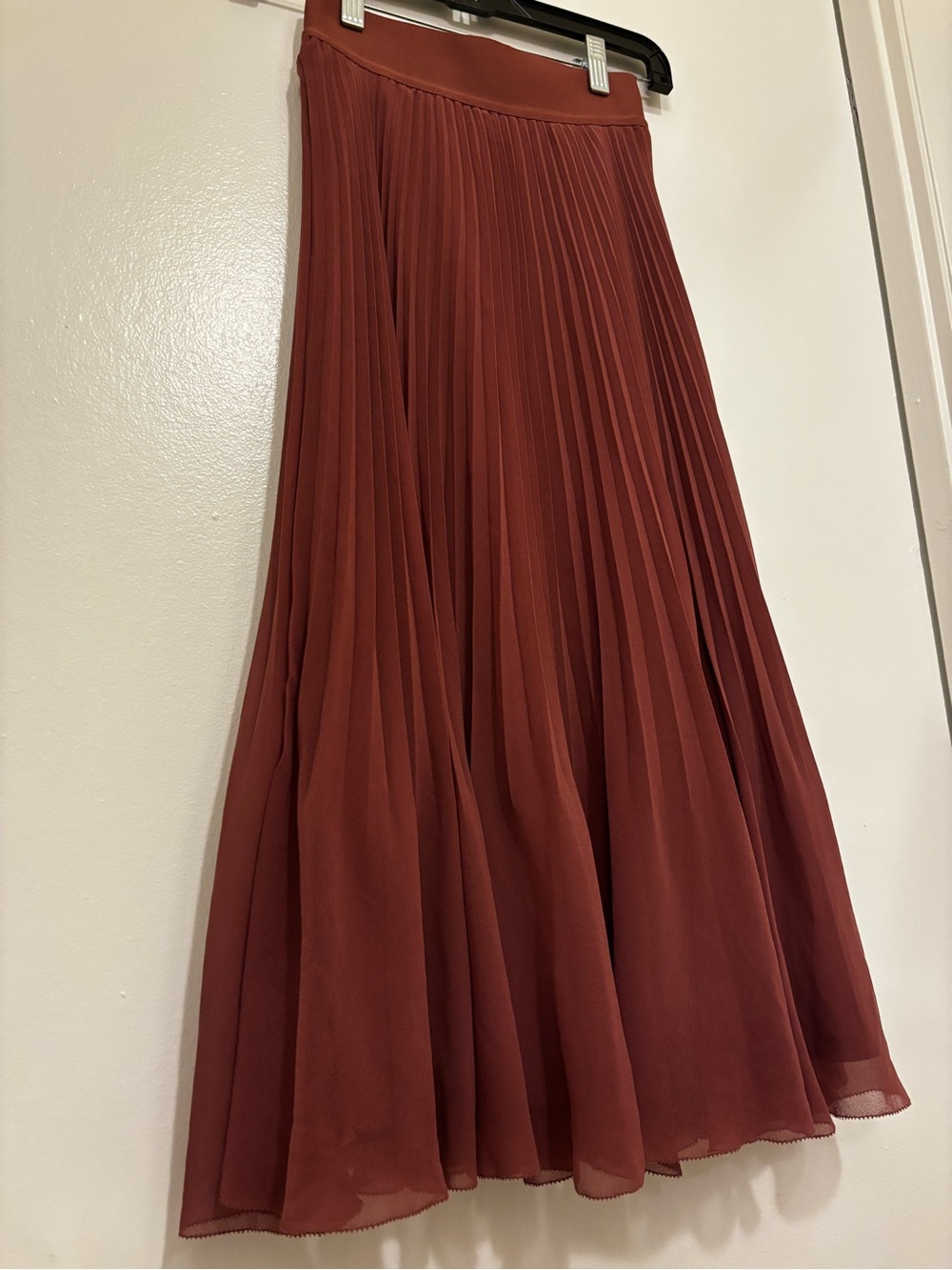 Aritzia Pleated Maxi Skirt in Rust